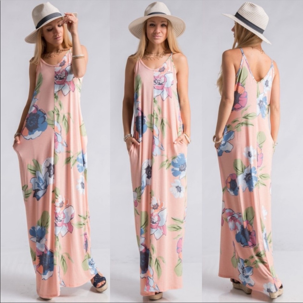Peach boho print dress